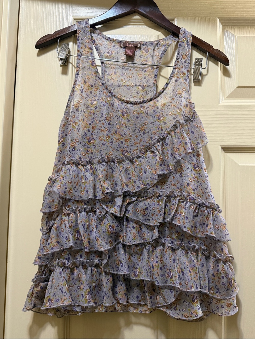 DM BM Floral Tiered Ruffle Tank Top Women’s Small Y2K Boho Coquette